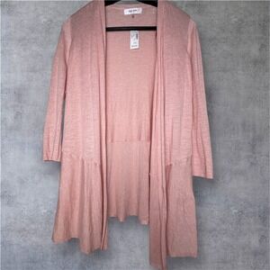 Jones Studio Dressbarn Women's Linen Blend Lightweight Soft Pink Cardigan L NWT‎